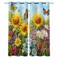 thumbnail image 1 of Spring Wildflower Blackout Curtains for Bedroom Living Room Darkening Curtains 63 Inches Long Floral Leaves Country Pastoral Window Curtain 2 Panels Set Window Treatment Grommet Drapes 52"x63", 1 of 9