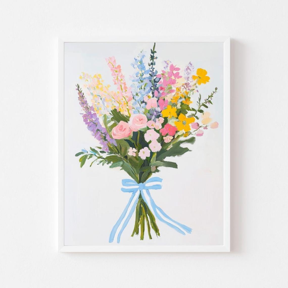 Spring Wildflower Bouquet Wall Art Print Colorful Floral Painting ...