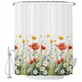 thumbnail image 1 of Spring Wildflower Fabric Shower Curtain Watercolor Flower Leaf Washable Shower Curtains for Bathroom, Waterproof Bath Curtain with Hooks Home Decor 72x84in, 1 of 8