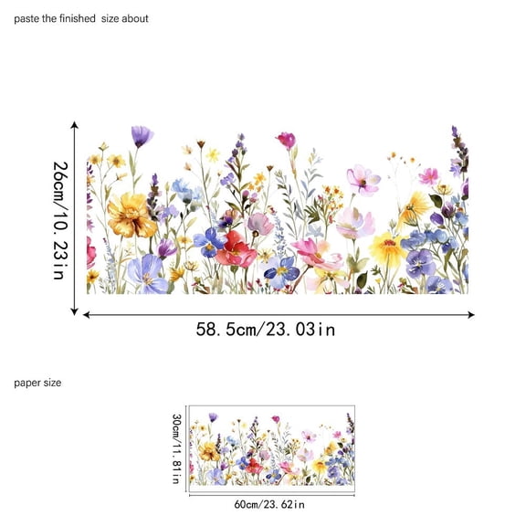 Spring Wildflower Floral Window Clings, Colorful Bouquet Static Glass Window Decal Film