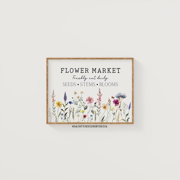 Spring Wildflower Flower Market Wall Art, Unframed Paper Print Size 8x12