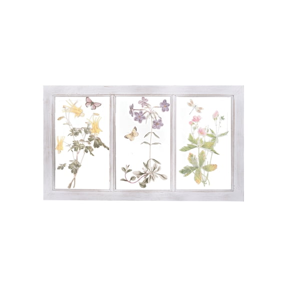 Spring Wildflower Flower Windowpane Wall Art Decor