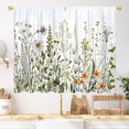 thumbnail image 1 of Spring Wildflower Kitchen Curtain 27.5W X 39L Inch 2 Panels Green Leaves Small Short Cafe Tier Window Treatment Drapes Summer Spring Plant Floral Botanical Country Flower Bathroom Home Decor, 1 of 6