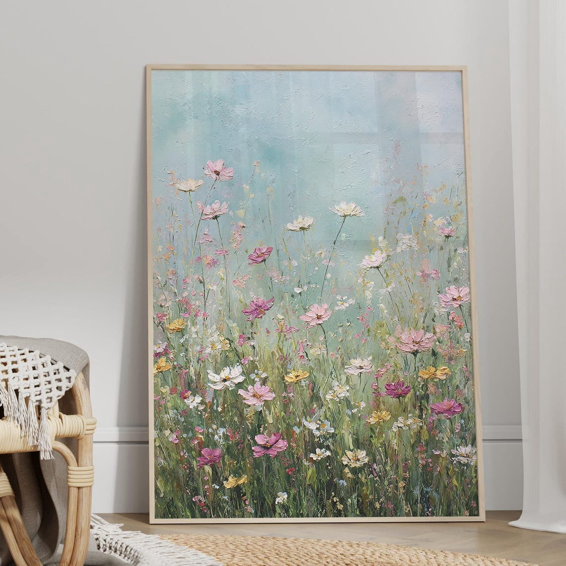 Spring Wildflower Meadow Poster, Vintage Floral Landscape, Botanical ...