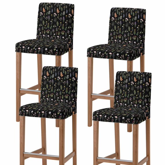 Spring Wildflowers Bar Stool Covers - Stretch Dining Chair Covers Set of 4, Farmhouse Botanical Garden Floral Bar Chair Cover Removable Counter Stool Pub Chairs Slipcovers Protectors for Kitchen/Cafe
