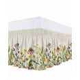 thumbnail image 1 of Spring Wildflowers Bed Skirt Queen Size 16 Inch Drop, Summer Country Plants Leaf Flowers Linen Adjustable Elastic Dust Ruffles Bedskirt for Queen Bed Wrap Around Pleated Mattress Frame Cover, 1 of 9