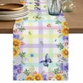 thumbnail image 1 of Spring Wildflowers Cotton Linen Table Runner for Dining Kitchen, Watercolor Floral Leaf Colorful Plaid Wedding Outdoor Party Tablerunners, Dresser Scarf Coffee Tablecloth Runners 13x72 Inches, 1 of 9