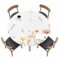 thumbnail image 1 of Spring Wildflowers Fitted Tablecloth with Elastic Edged, Round Table Cloth for Dining Table, Watercolor Rustic Flowers Floral Leaves Waterproof Oil Proof Table Cover for Indoor Outdoor 45"-54", 1 of 8