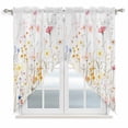 thumbnail image 1 of Spring Wildflowers Kitchen Window Curtains, Swag Curtains Valance for Bedroom Living Room Bathroom, Pastoral Rustic Farmhouse Botanical Rod Pocket Window Curtain Block Drapes 2 Panels 36"x36", 1 of 9