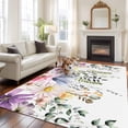 thumbnail image 1 of Spring Wildflowers Large Area Rugs 6x9 ft Summer Pink Purple Floral Green Leaves Washable Rug Non Slip Indoor Carpet Absorbent Floor Mat for Living Room Bedroom Dining Room, 1 of 9