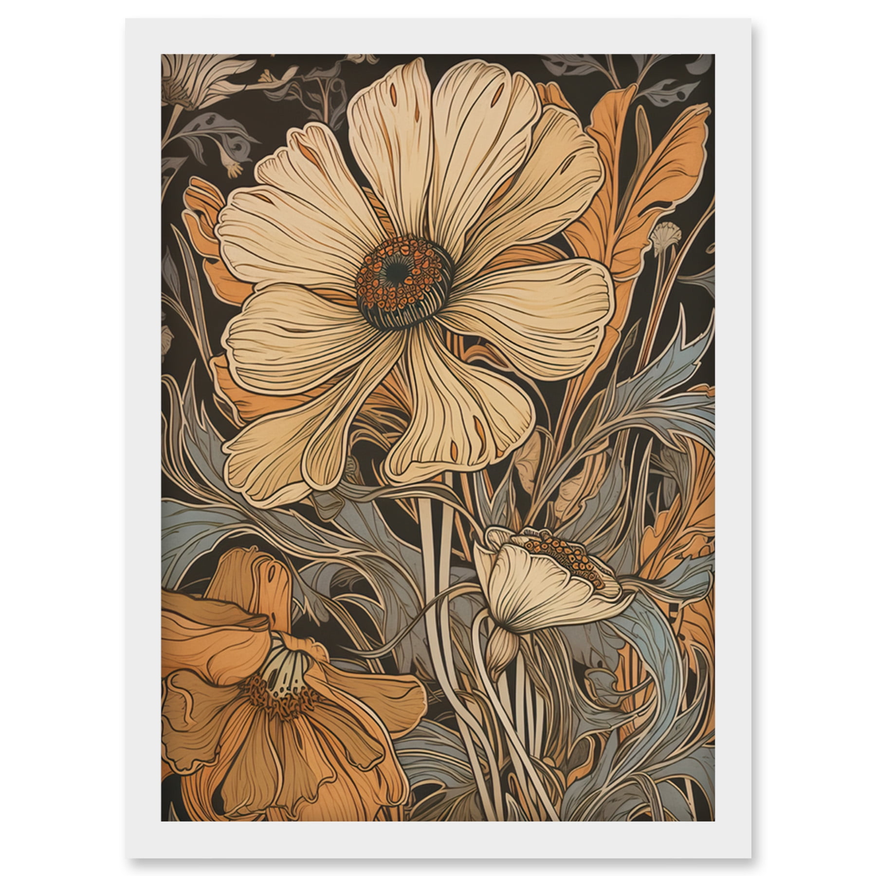Spring Wildflowers Pastel Colour Illustration Artwork Framed Wall Art ...