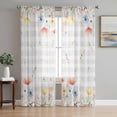 thumbnail image 1 of Spring Wildflowers Sheer Curtains 72 Inch Length 2 Panels Set Window Treatments, Watercolor Country Botanical Floral Rod Pocket Semi Curtains for Living Room/Bedroom/Kitchen Décor, 104"W x 72"L, 1 of 7