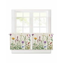 Spring Wildflowers Short Blackout Curtains 24 Inch Long Farmhouse Colored Flower Rod Pocket Kitchen Curtains, 2 Panels Thermal Insulated Room Darkening Drapes for Bedroom, 30"W x 24"L