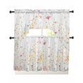 thumbnail image 1 of Spring Wildflowers Swag Kitchen Curtains Sets for Windows 24 Inch Length, Pastoral Rustic Farmhouse Botanical Short Window Curtain Panels Swags Valances and Tiers 3 Piece Set for Cafe/Dining Room, 1 of 5