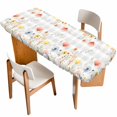 thumbnail image 1 of Spring Wildflowers Table Cloths for 8 Foot Rectangle Tables, Watercolor Country Botanical Floral Patio Waterproof Elastic Fitted Tablecloths, Washable Rectangular Table Cover for Camping, 1 of 8