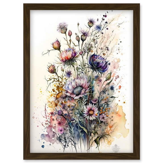 Spring Wildflowers Watercolour Boho Illustration Artwork Framed Wall Art Print A4