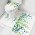 thumbnail image 1 of Spring Willow Leaves Bathroom Rugs Set Green Blue Watercolor Plant Non Slip Absorbent Soft Bath Mats 3 Piece Set with Bathroom Rug, U-Shaped Floor Mat, Toilet Seat Cover Small Size, 1 of 9