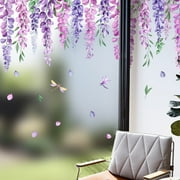 Spring Window Clings Butterfly Flower Window Stickers Anti-Collision Window Clings Decals Double Sided Static Clings for Window Glass Decoration Spring Party Baby Shower Birthday Supplies