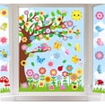 thumbnail image 1 of Spring Window Clings Large Cute Flower Floral Tree Garden Butterfly Bird Reusable Double-Side Window Decals for Home School Office Party Supplies 6 Sheet, 1 of 4