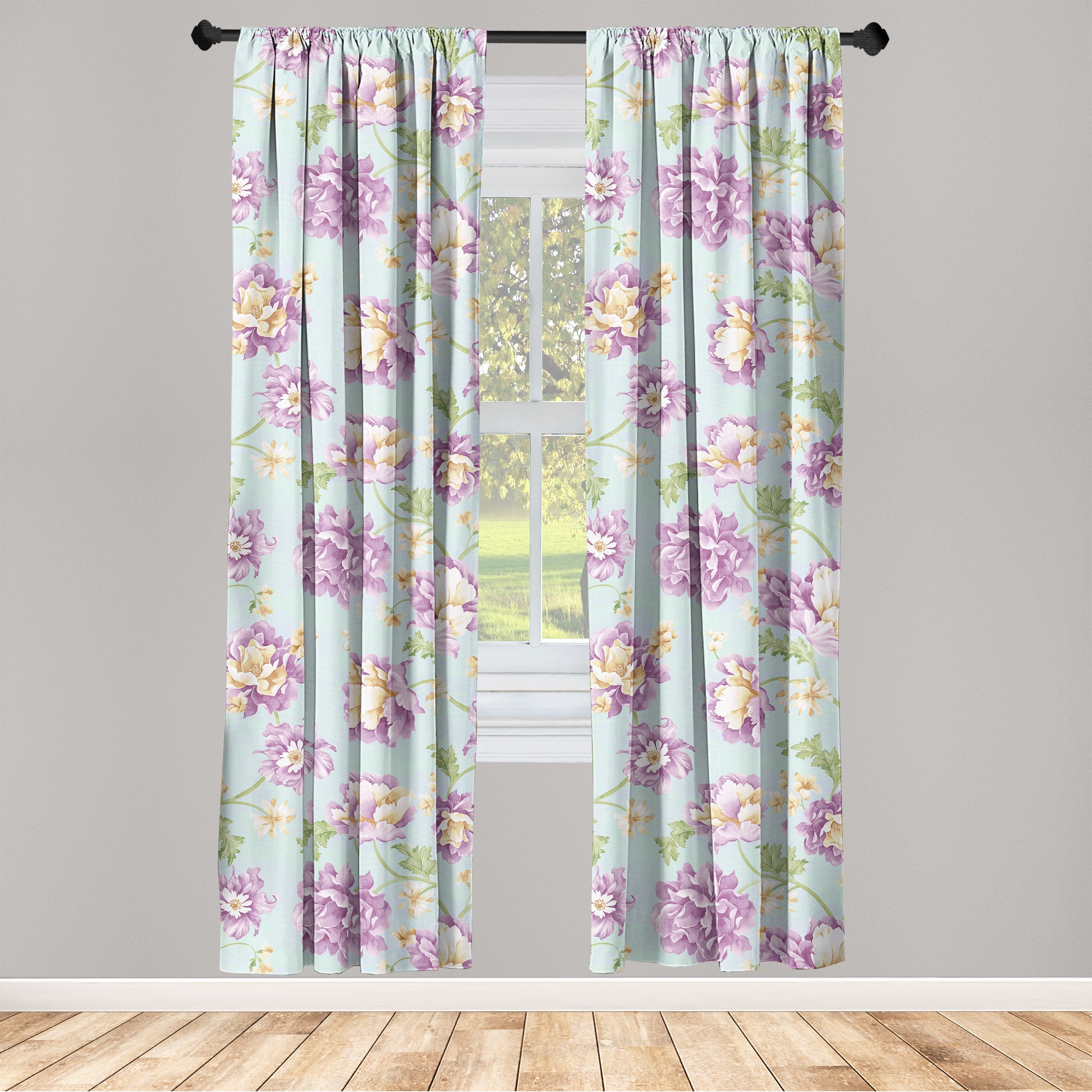 Spring Window Curtains, Continuous Colorful Flowers Floral Concept ...