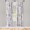 thumbnail image 1 of Spring Window Curtains, Continuous Colorful Flowers Floral Concept Illustration in Watercolor Style, Lightweight Decor 2-Panel Set with Rod Pocket, Pair of - 28"x63", Pale Eggplant Green, by Ambesonne, 1 of 3