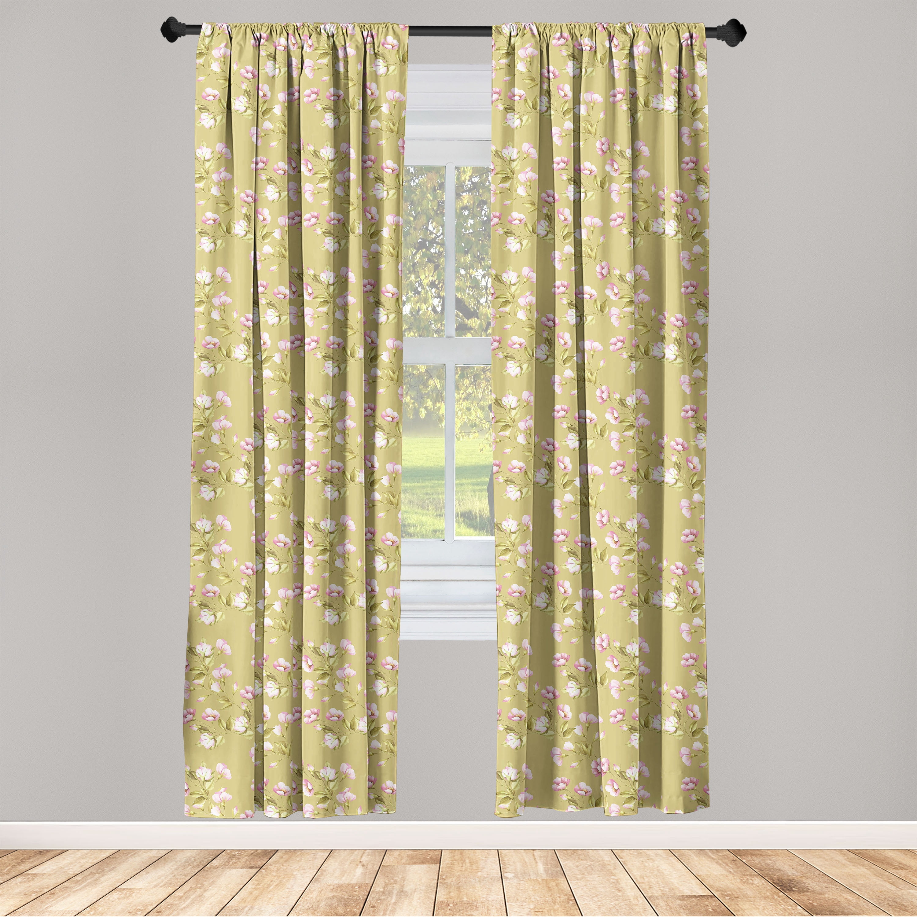 Spring Window Curtains, Flowers and Leaves Summer Romantic Hope ...