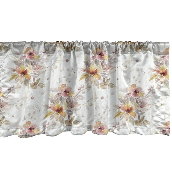Spring Window Valance, Blossoming Nature of the New Hopes Flowers Renewing Theme Season Art, Curtain Valance for Kitchen Bedroom with Rod Pocket, 54" X 18", Mauve Rose and Dark Peach, by Ambesonne