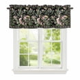 thumbnail image 1 of Spring Window Valance for Kitchen, Oriental Traditional Ethnic Floral Birds Retro Black Rod Pocket Short Curtain for Small Windows, Light Filtering Decorative Valance, 54 x 18 Inch, 1 of 9