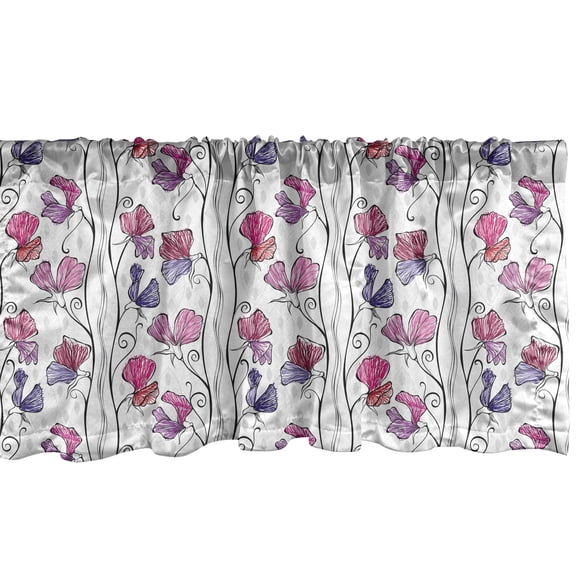 Ambesonne Spring Valance Pack of 2, Flowers on Thin Branches Art, 54"X12", Multicolor