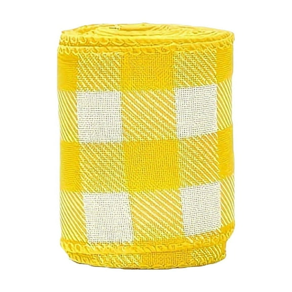 Spring Wired Edge Ribbon, 5 Yards Pastel Buffalo Plaid Fabric Ribbon for Crafts - 2.5 Inch Wired Ribbon for Easter Wreath Bow Making, DIY Decor, Gift Wrapping and Holiday Crafts