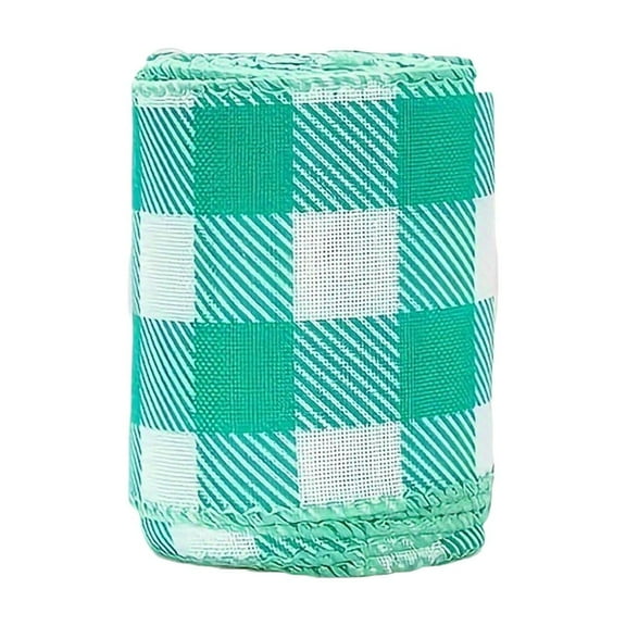 Spring Wired Edge Ribbon, 5 Yards Pastel Buffalo Plaid Fabric Ribbon for Crafts - 2.5 Inch Wired Ribbon for Easter Wreath Bow Making, DIY Decor, Gift Wrapping and Holiday Crafts