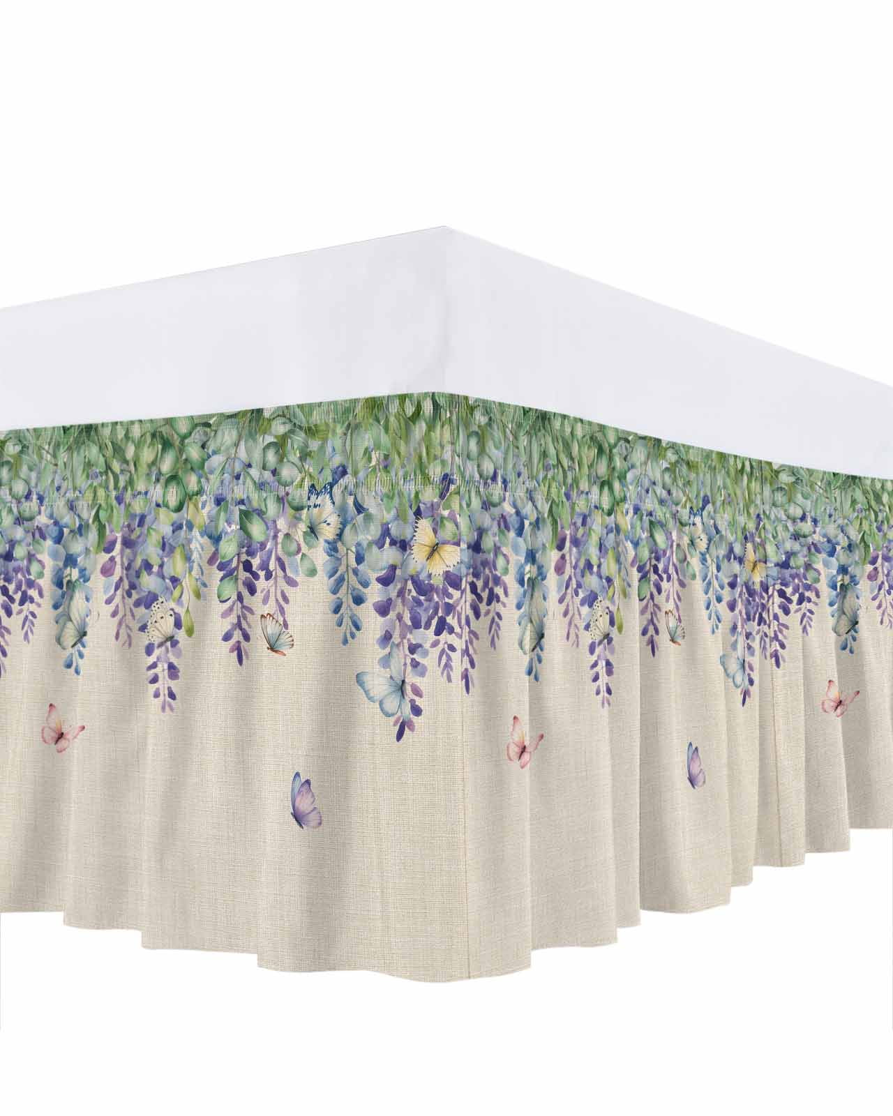 Spring Wisteria Bed Skirt King Size 16 Inch Drop, Falling Purple Floral ...