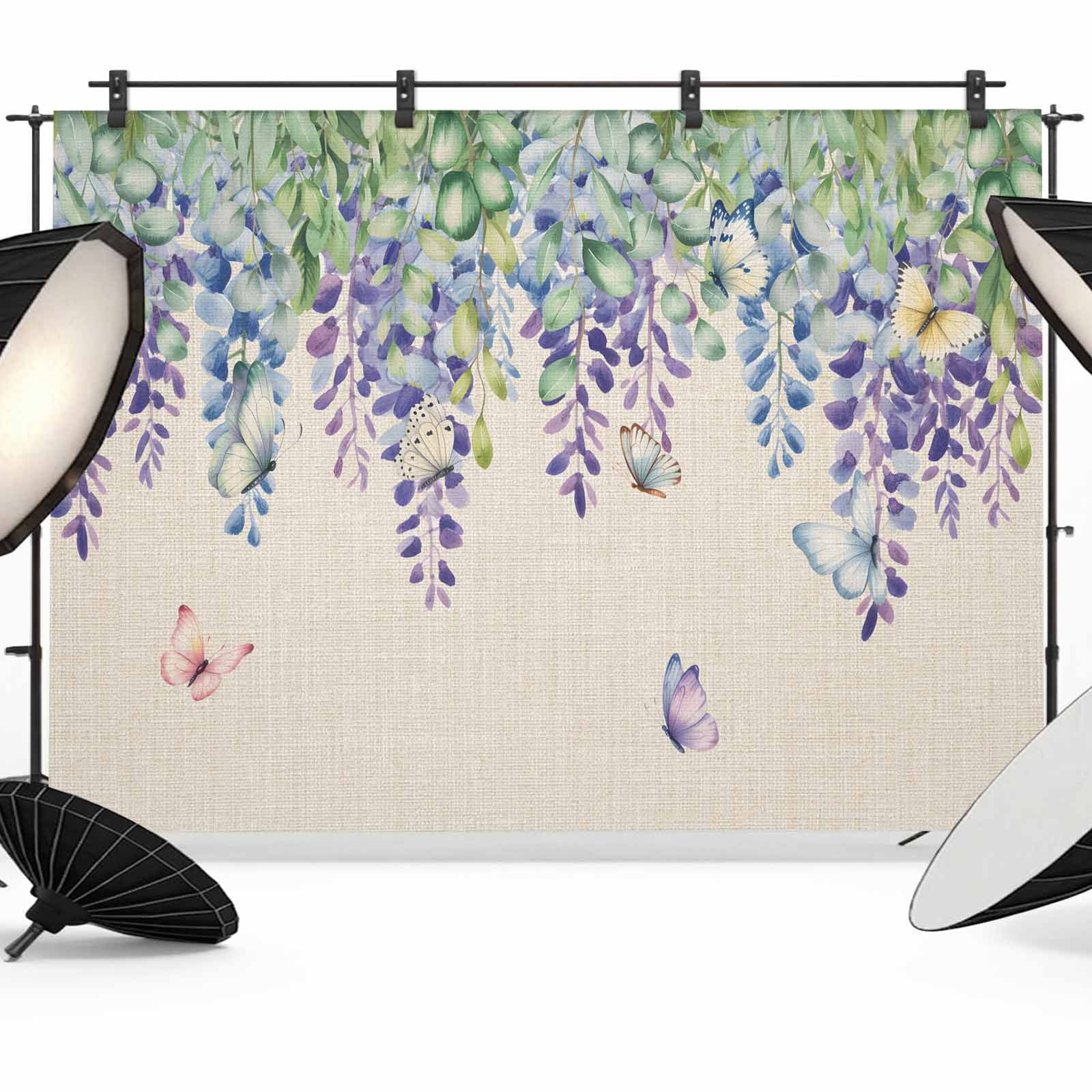 Linene Backdrop Spring Wisteria Photography Backdrop 7x5FT, Watercolor Falling Purple ...