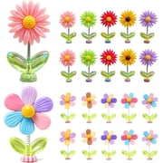 Spring Wobbly Flower Car Dashboard Ornament 20pcs Bobblehead Sunflower with Adhesive Base