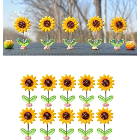 Spring Wobbly Flower Car Dashboard Ornament Interior Decor Figurine | 20PCS Funny Cute Mini Sunflowers Automotive Dash Board Rearview Mirror Decoration Accessories Summer