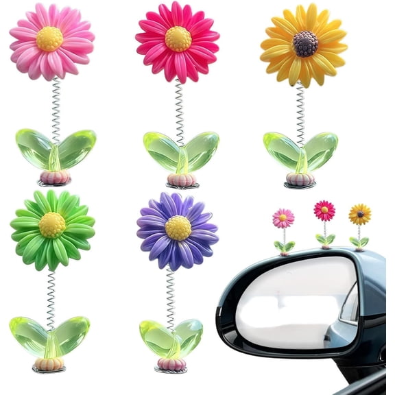 Spring Wobbly Flower Car Dashboard Ornament Interior Decor, Shaking Sunflower Accessories for Vehicle Office