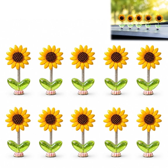 Spring Wobbly Flower Car Dashboard Ornament and Shaking Head Sunflower Interior Decor Figurine