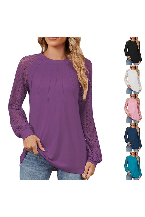 Spring Women's Classic-Fit Long-Sleeve Round Neck T-Shirt Solid Color Casual Plus Size