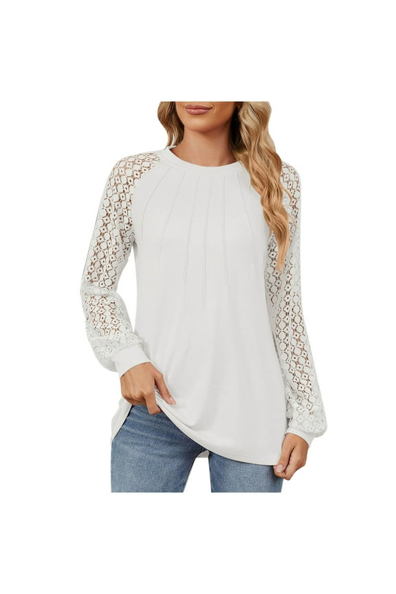 Spring Women's Classic-Fit Long-Sleeve Round Neck T-Shirt Solid Color Casual Plus Size