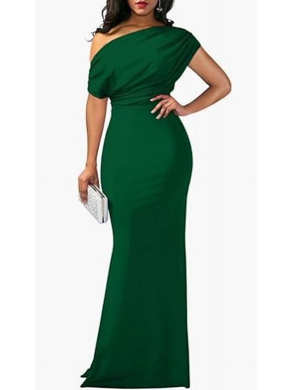 Spring Women's Elegant Sleeveless Off-Shoulder Fitted Long Formal Party Dress