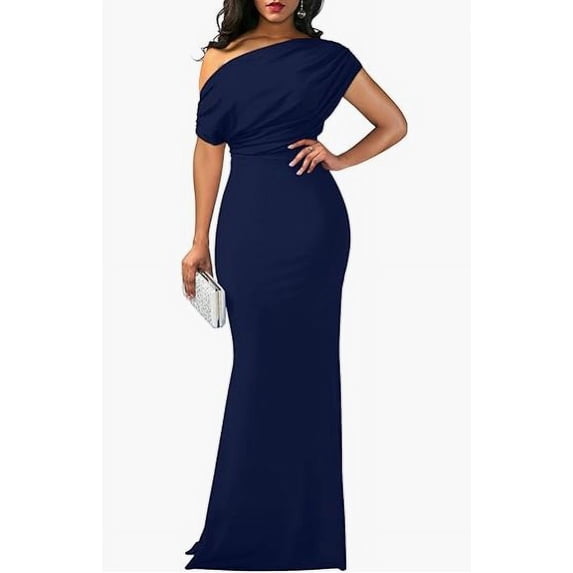 Spring Women's Elegant Sleeveless Off-Shoulder Fitted Long Formal Party Dress