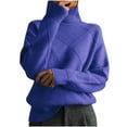 thumbnail image 1 of Spring Womens Clothes 2025!DianGeFu Tops for Plus Size Women at Fall Prices 2025,Fashion Women's Casual Long Sleeve High Neck Pullover Solid Color Top,Blue,S, 1 of 6
