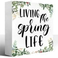 Spring Wooden Block Sign Living The Spring Life Rustic Spring Wood Box