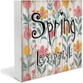 thumbnail image 1 of Spring Wooden Box Sign Inspirational Quote Decor Gifts Funny Spring Decor for Bathroom Shelf Decor for Boys Room Table Centerpiece Decor Wood Block Signs Housewarming Gifts 7"x7", 1 of 6
