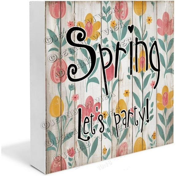 Spring Wooden Box Sign Inspirational Quote Decor Gifts Funny Spring Decor for Bathroom Shelf Decor for Boys Room Table Centerpiece Decor Wood Block Signs Housewarming Gifts 7"x7"