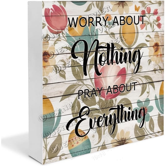 Spring Wooden Box Sign Inspirational Quote Decor Gifts Funny Spring Decor for Home Shelf Decor for Girls Bedroom Table Centerpiece Wood Block Signs Housewarming Gifts 7x7 In