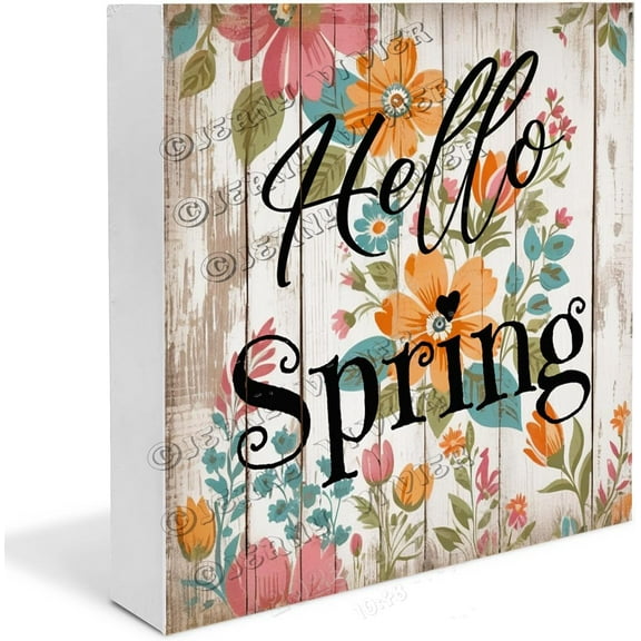 Spring Wooden Box Sign Inspirational Quote Decor Gifts Funny Spring Decor for Party Shelf Decor for Men Table Centerpieces for Party Wood Block Signs Housewarming Gifts 7x7 In
