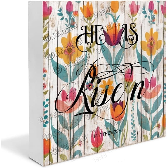Spring Wooden Box Sign Inspirational Quote Decor Gifts Funny Spring Sign for Table Rustic Dining Room Table Decor Work Desk Centerpiece Wood Block Signs Housewarming Gifts 7"x7"