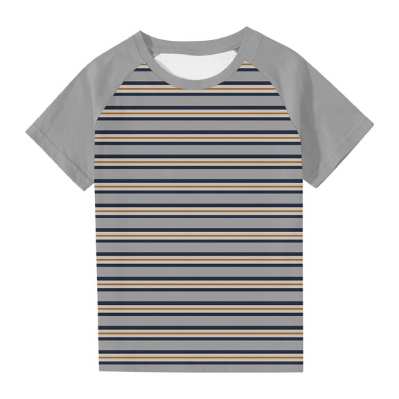 Spring Workout Shirts Girl Children Short Sleeve Striped Tee Tops, Boys Girls Colorblock Raglan T Shirt Cute Round Neck T-Shirt for Teen Gray 5Y