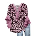 thumbnail image 1 of Spring Workout Tops for Women Fall Fashion Must Have Fitness Clothing Bell 3/4 sleeve T Shirt Trendy Womens Blouses Wine, 1 of 4